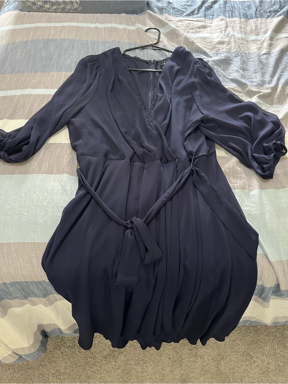 DKNY Women's Navy Wrap Dress with Tie Waist
